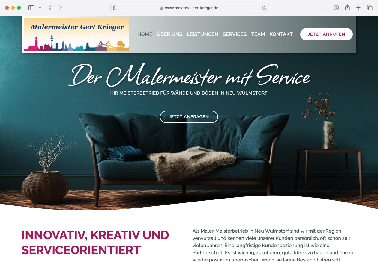 Malermeister Krieger Handwerker-Website